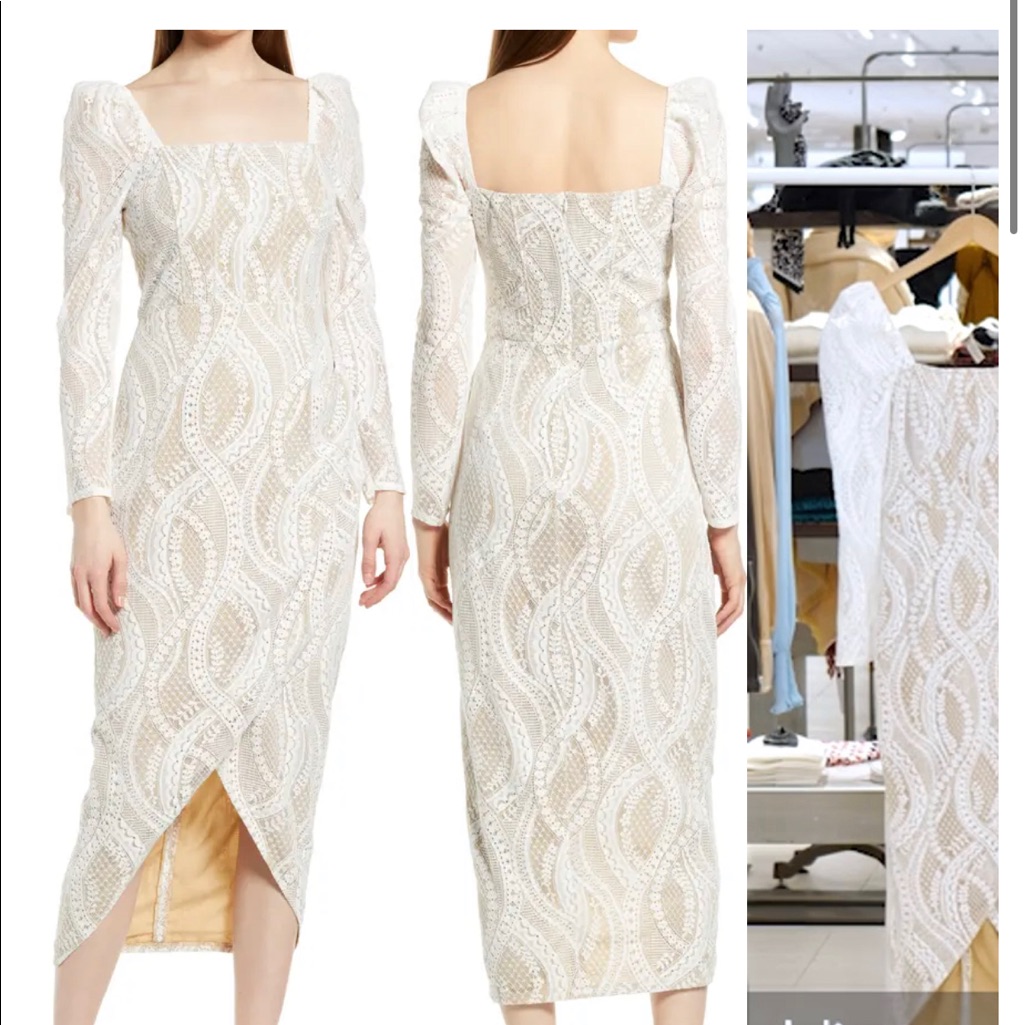 Phillipa Long Sleeve Lace Midi Cocktail Dress Saylor
